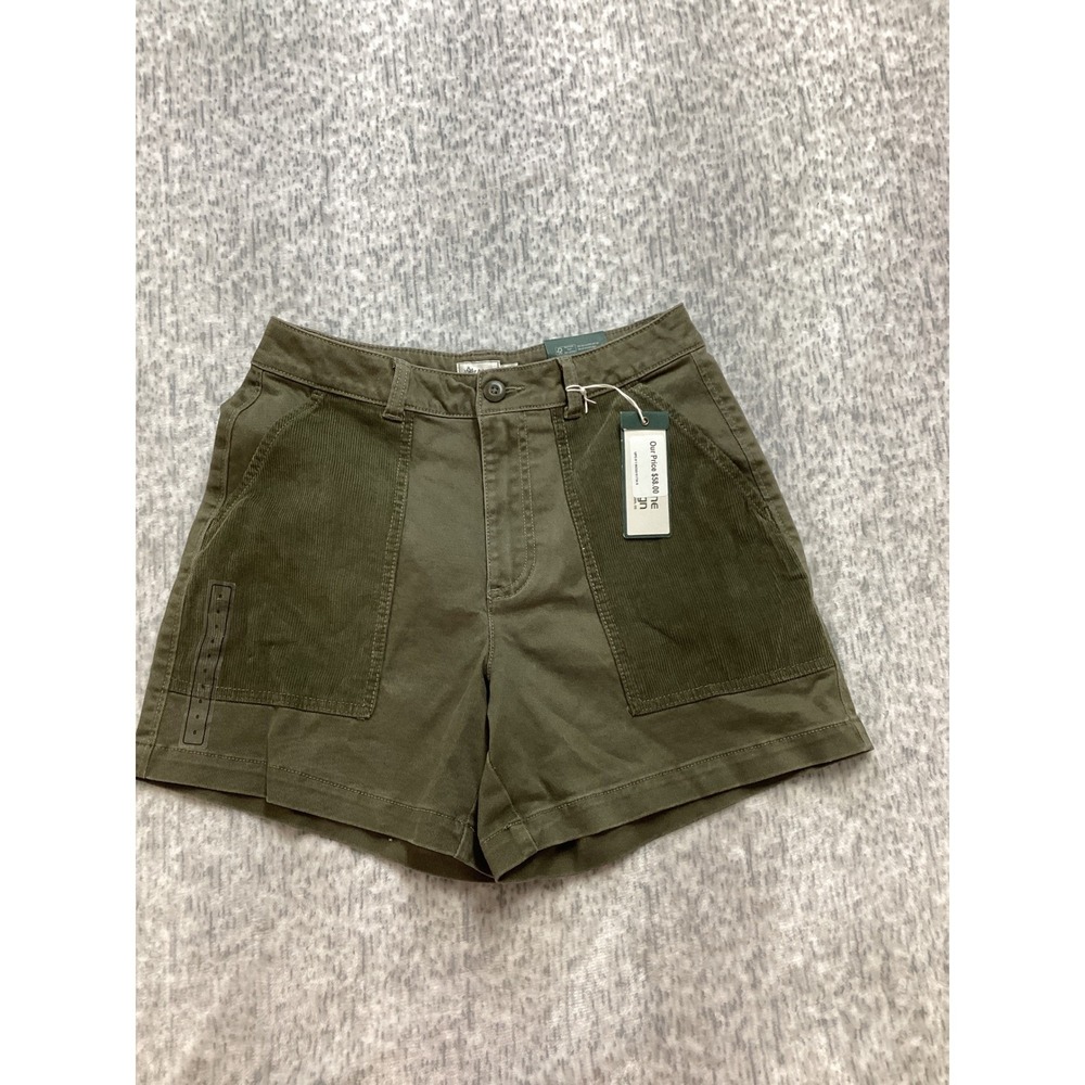 Alpine Design Womens Mixed Fabric Corduroy Patch Shorts Vintage Olive 6